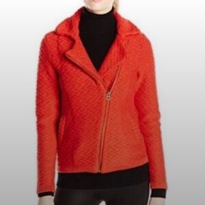 Lucky Brand Knit Asymetrical Zip Up Moto Style Jacket